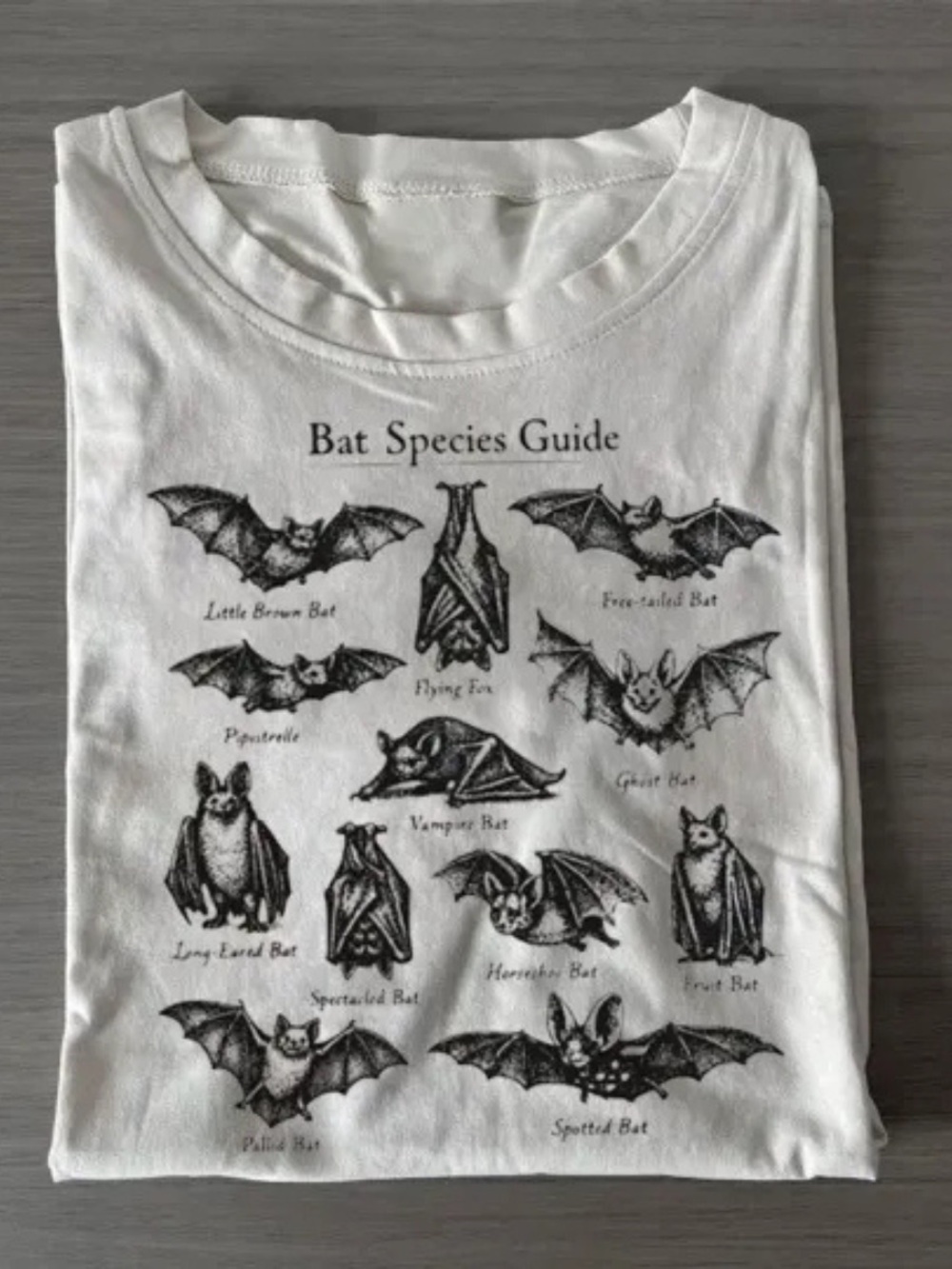 Gildan 5000 Bat Species Guide Graphic Tee - White Men